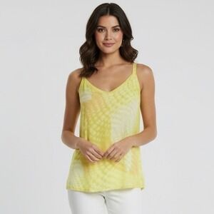 Cabi Sunbeam Cami Tank Top Yellow Sleeveless V-Neck Polka Dot‎ Women Medium